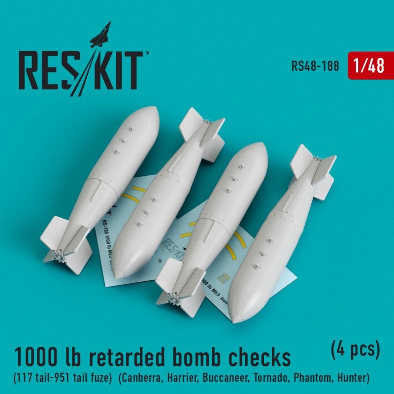 RESKIT RS48-0188 Vérifications de bombe retardée de 1000 lb (117 queue - 951 fusée de queue) 1/48