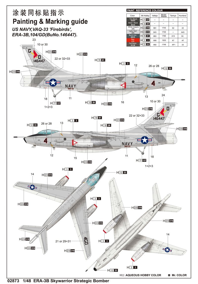 Trumpeter 02873 ERA-3B Skywarrior Strategic Bomber – immagine 3