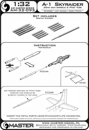 Master AM-32-093 A-1 Skyraider - 20mm cannon barrels and Pitot Tube 1/32 – Bild 4