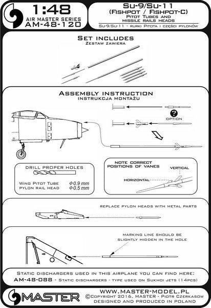 Master AM-48-120 Su-9 / Su-11 (Fishpot / Fishpot C) - Tubes pilotes et têtes de rails de missiles 1/48 – image 7