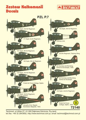 Techmod 72140 - PZL P.7a 1/72 – zdjęcie 2