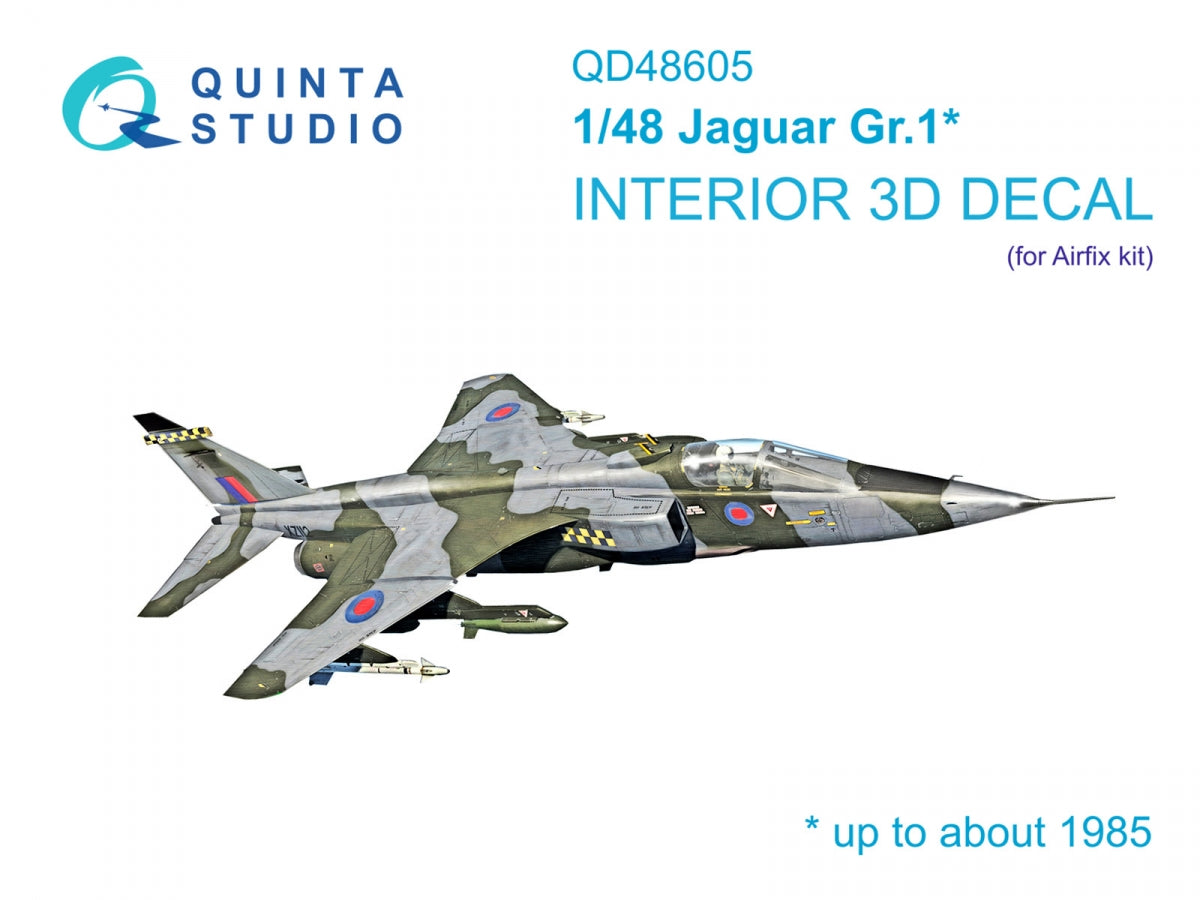 Quinta Studio QD48605 Jaguar Gr.1 3D-Printed & coloured Interior on decal paper (Airfix) 1/48