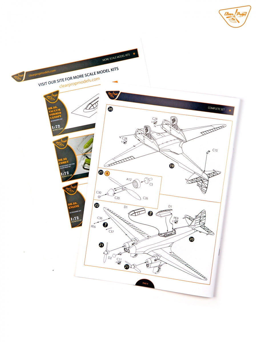 Clear Prop! CP72051 DH.88 COMET DH.88 Comet MacRobertson Trophy Air Race ADVANCED KIT 1/72 – immagine 23