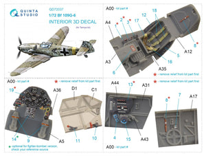 Quinta Studio QD72037 Bf 109 G-6 3D-Printed &amp;amp; coloured Interior on decal paper (Tamiya) 1/72 – Bild 2