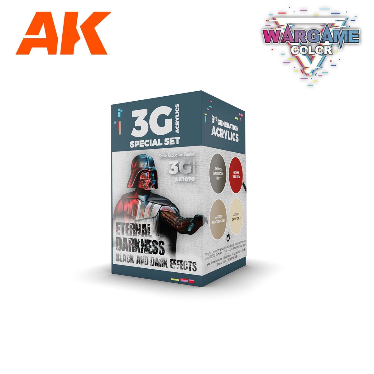 Coffret de peinture AK Interactive AK1070 Wargame. Ténèbres éternelles. 4 x 17 ml