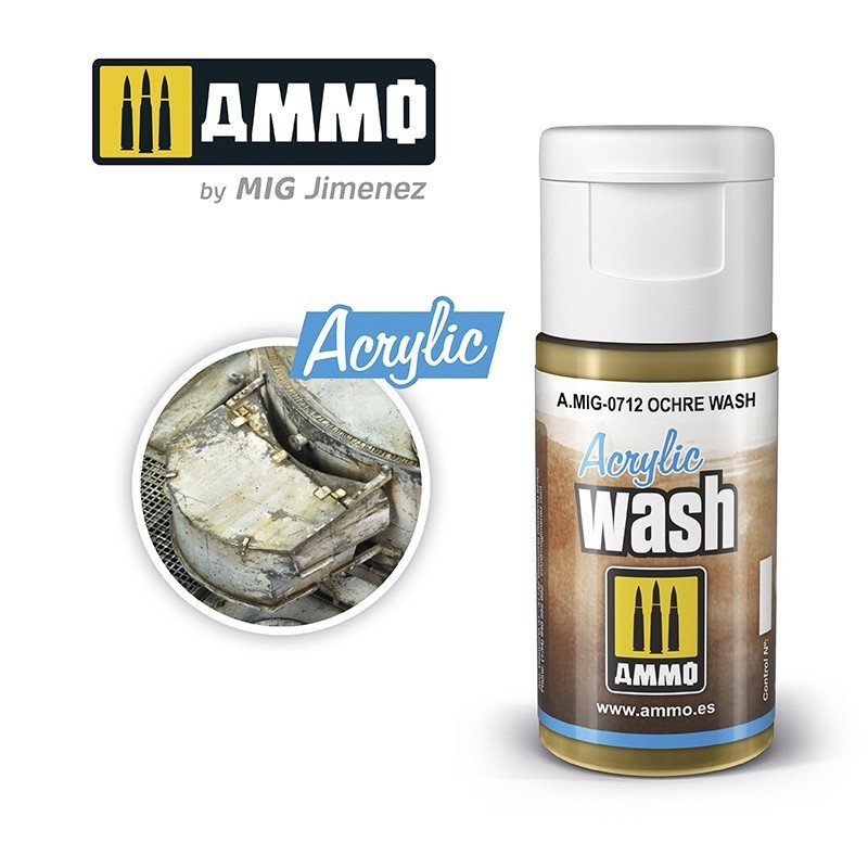 AMMO of Mig Jimenez 0712 ACRYLIC WASH Ocher Wash 15ml