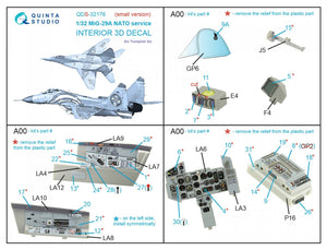 Quinta Studio QDS-32176 MiG-29A NATO service 3D-Printed &amp;amp; coloured Interior on decal paper (Trumpeter) (Small version) 1/32 – imagen 2