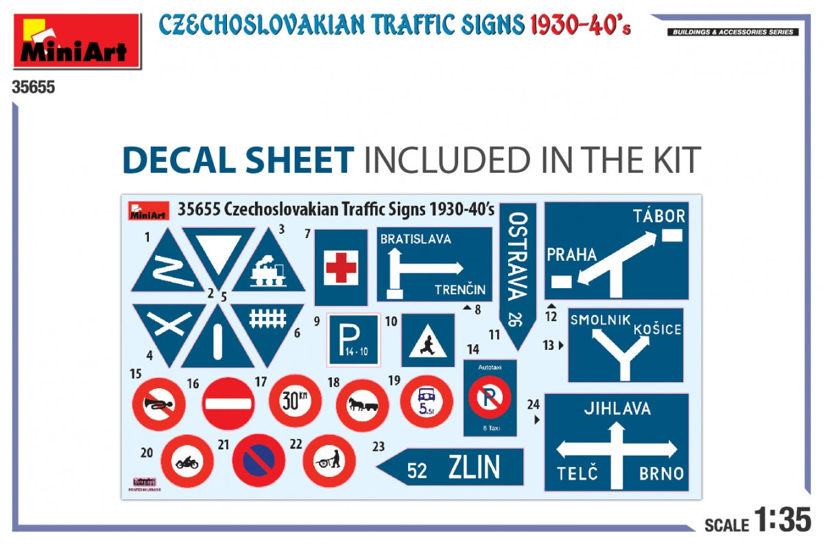 Miniart 35655 CZECHOSLOVAKIAN TRAFFIC SIGNS 1930-40’s 1/35