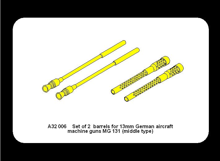 Aber A32006 Set of 2 barrels for German 13mm aircraft machine guns MG 131 (middle type) 1/32 – immagine 6