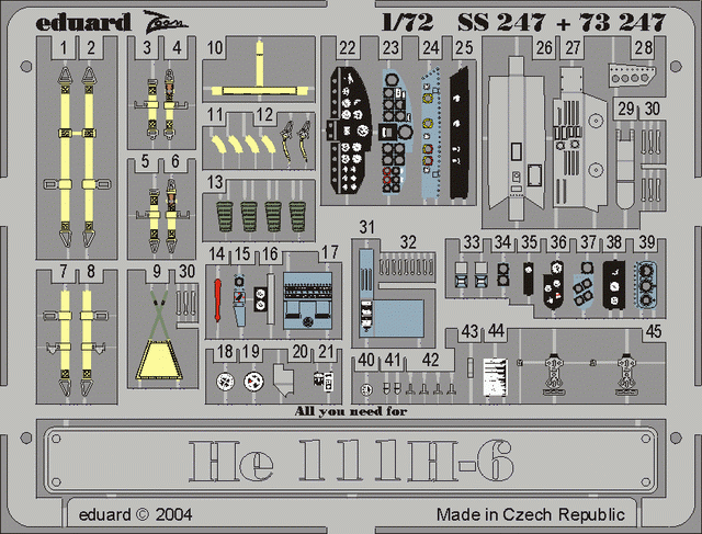 Eduard 73247 He 111H-6 interior 1/72 HASEGAWA
