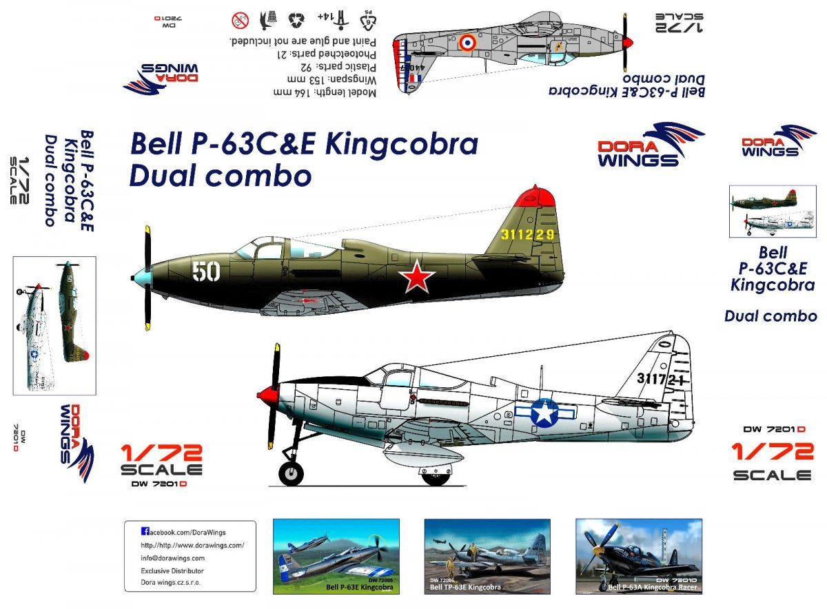 Dora Wings 7201D Bell P-63C&amp;amp;E Kincobra Dual combo 2in1 1/72 – Bild 2