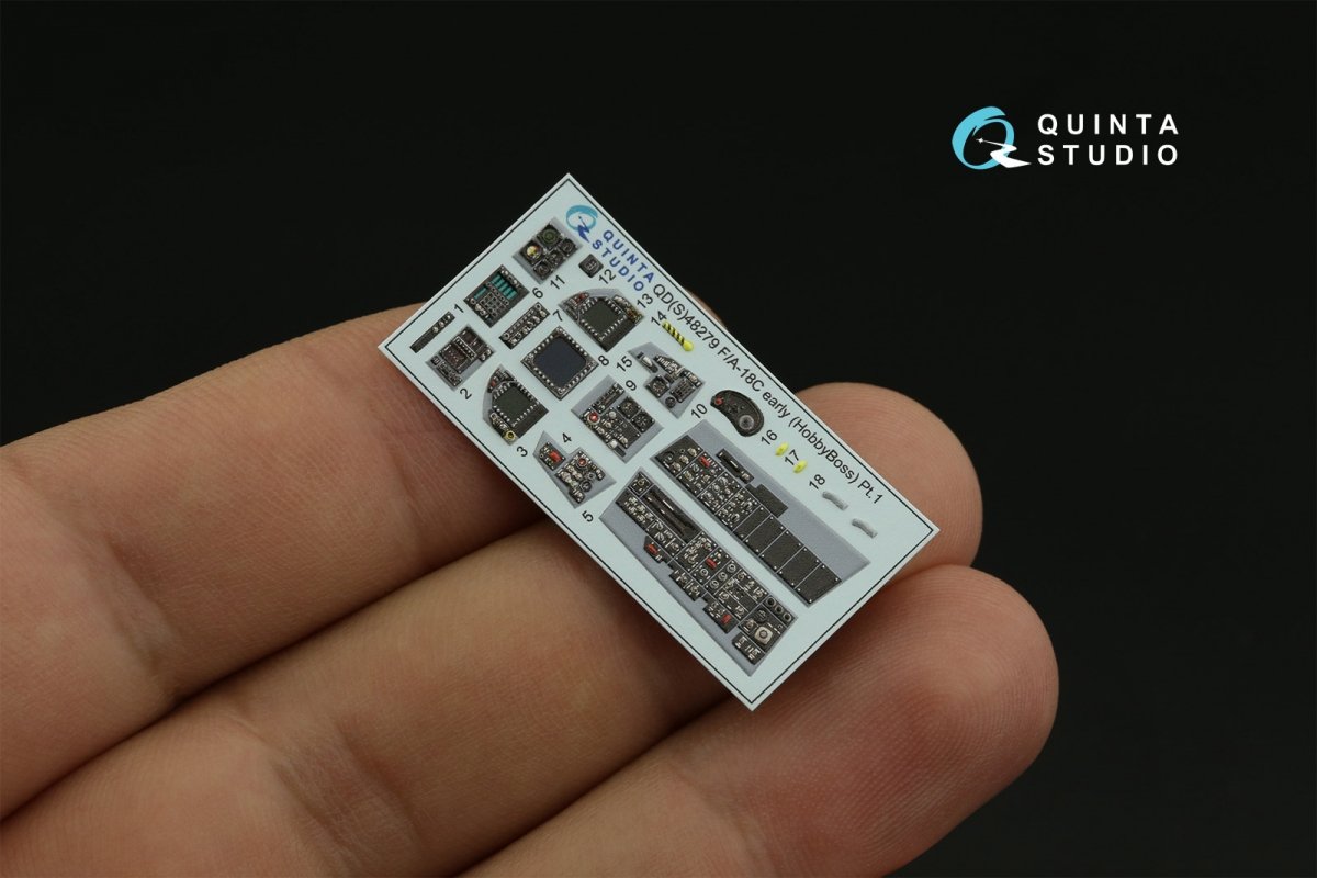 Quinta Studio QDS-48279 F/A-18C early 3D-Printed &amp;amp; coloured Interior on decal paper (HobbyBoss)(Small version) 1/48 – immagine 3