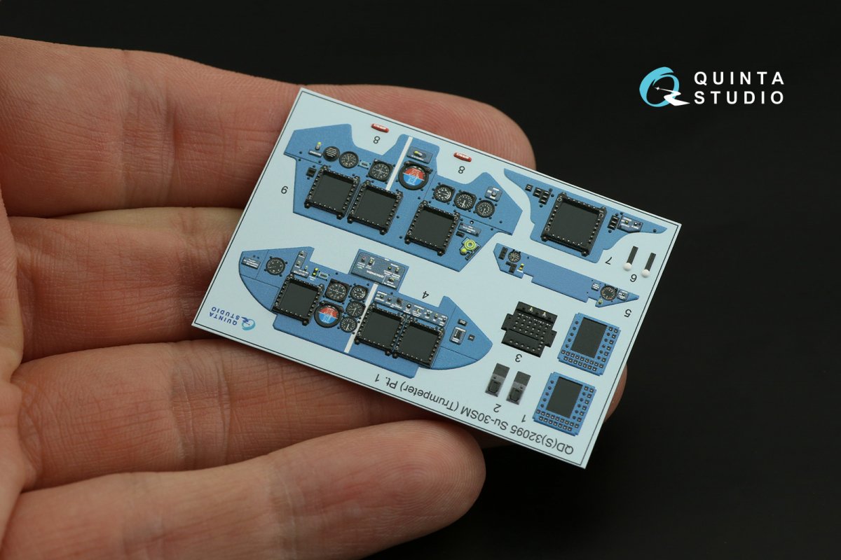 Quinta Studio QDS-32095 Su-30SM 3D-Printed &amp;amp; coloured Interior on decal paper (conversion for Trumpeter Su-30MKK) (Small version) 1/32 – immagine 11
