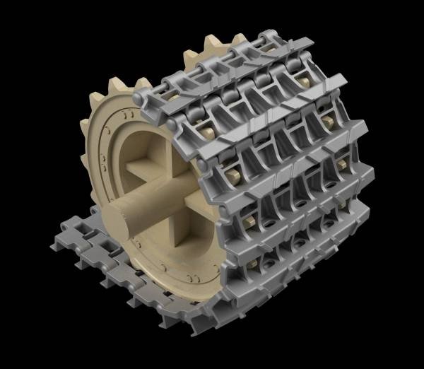 Panzer Art TR35-018 Entwicklungfahrzeug E-25 tracks + correct drive wheels 1/35 – Bild 3