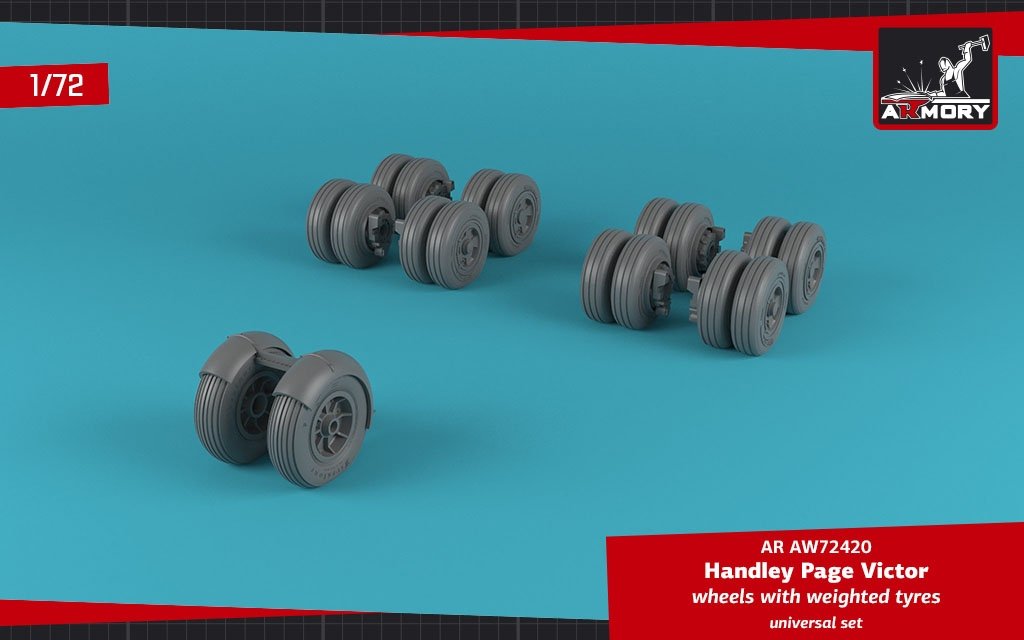 Armory Models AW72420 H.P. Victor wheels w/ weighted tires &amp;amp; front mudguard 1/72 – immagine 2