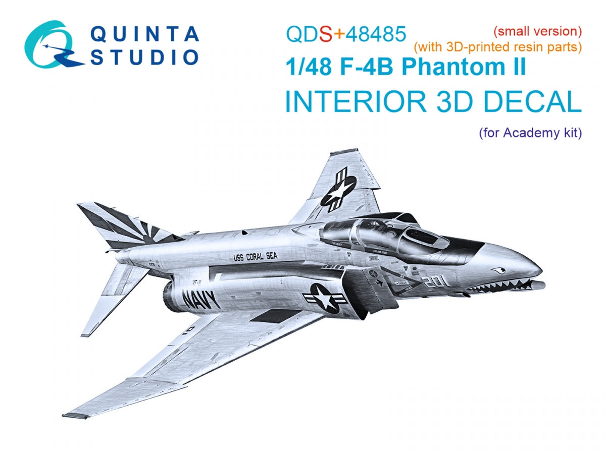 Quinta Studio QDS+48485 F-4B Phantom II Intérieur imprimé en 3D et coloré sur papier décalcomanie (Academy) (Petite version) (avec pièces en résine imprimées en 3D) 1/48