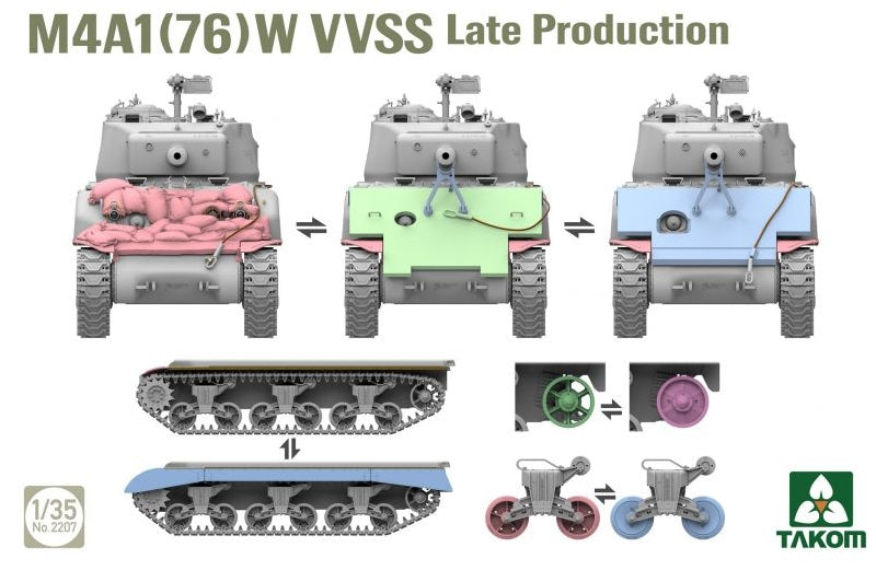 Takom 2207W SHERMAN² BOX M4A1(76W) VVSS Late Production+M51 "DEGEM ALEF"+US ARMY 1/4TON UTILITY TRUCK &amp; MP FIGURE 1/35