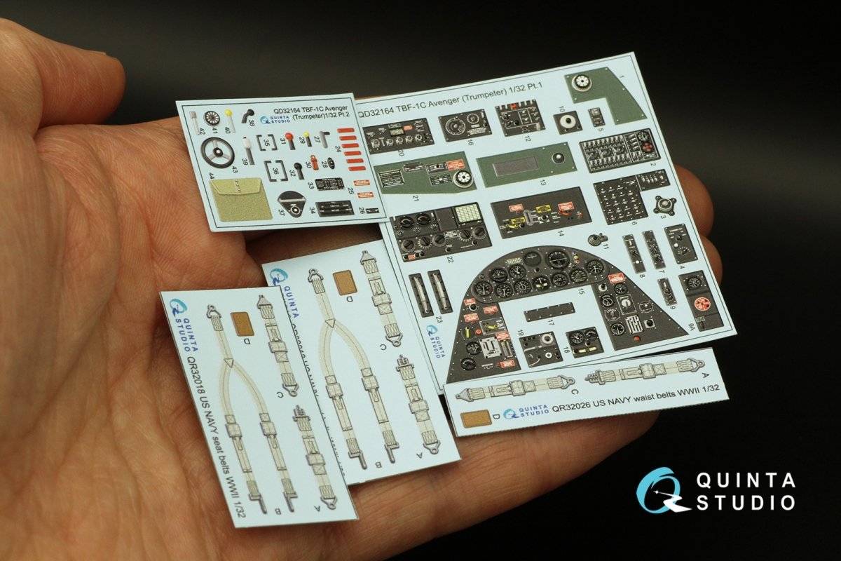 Quinta Studio QD32164 TBF-1C Avenger 3D-Printed &amp;amp; coloured Interior on decal paper (Trumpeter) 1/32 – immagine 6