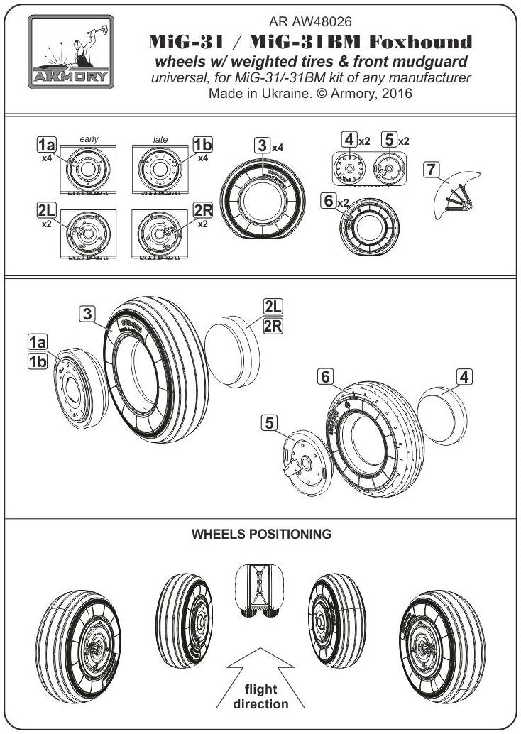 Armory Models AW48026 Mikoyan MiG-31 Foxhound wheels w/ weighted tires 1/48 – Bild 6