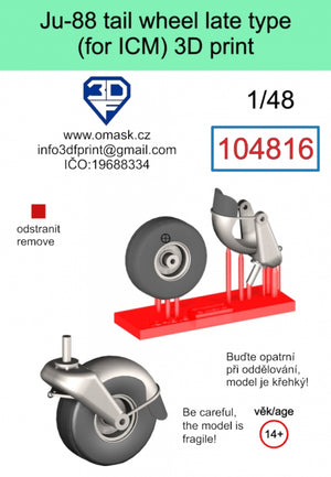 Omask 104816 Ju-88 tail wheel late type 3D print (for ICM) 1/48 – immagine 2