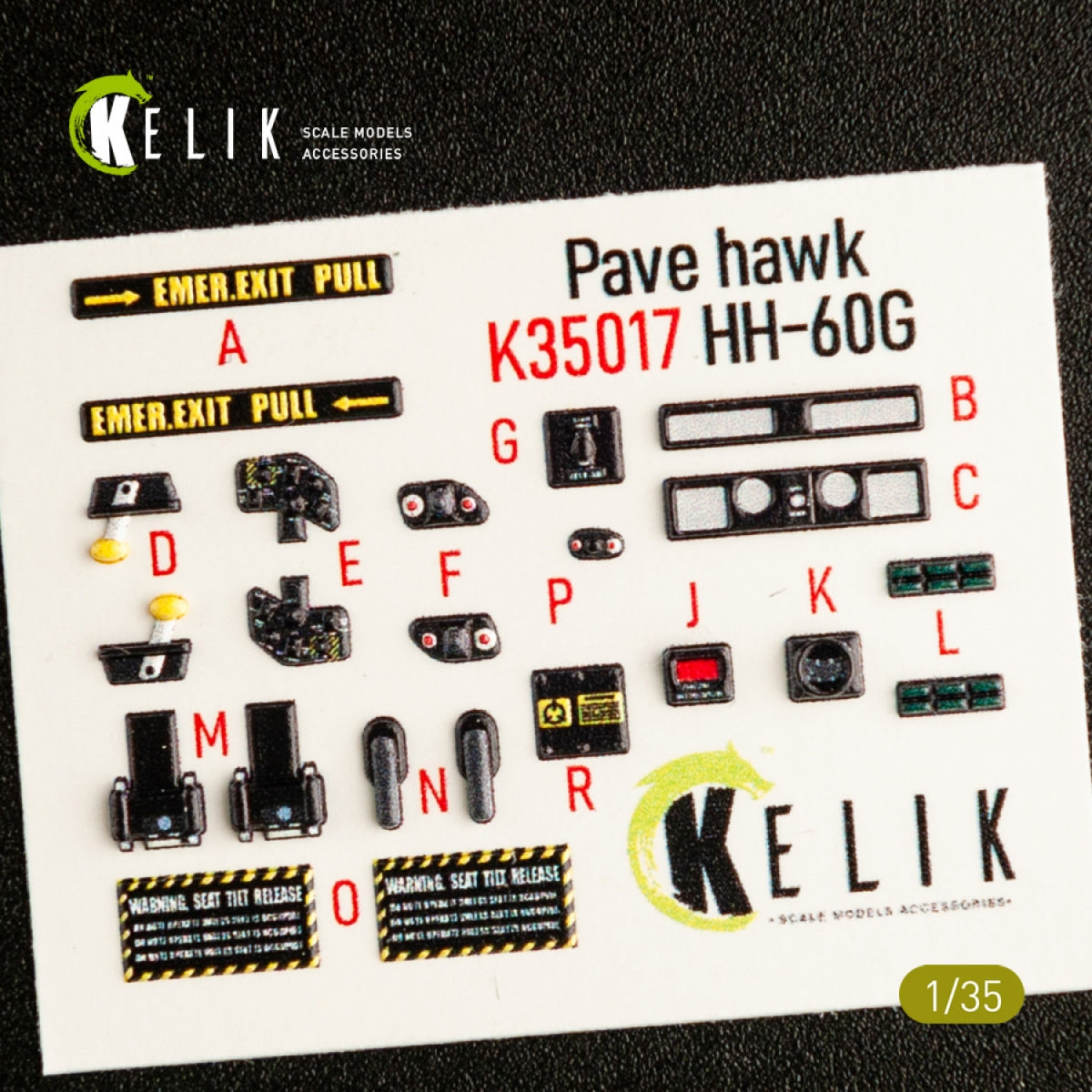 KELIK K35017 HH-60G PAVE HAWK DÉCALCOMANIES 3D INTÉRIEURES POUR MAQUETTE KITTY HAWK 1/35  – image 2