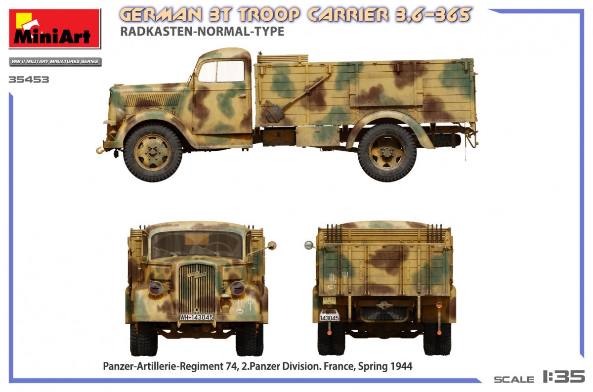 Miniart 35453 Transport de troupes allemand de 3 tonnes 3.6-36S Radkasten-Normal-Type 1/35 – image 7