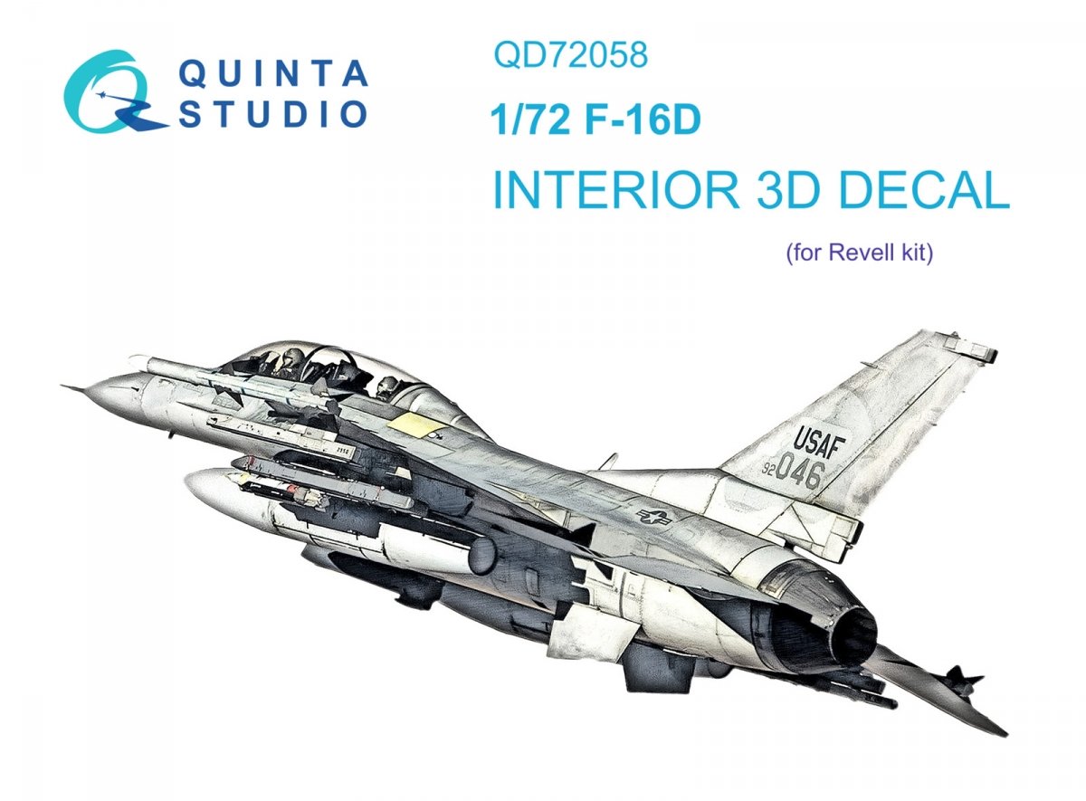 Intérieur imprimé en 3D et coloré pour le F-16D (Revell) - Quinta Studio QD72058, échelle 1/72