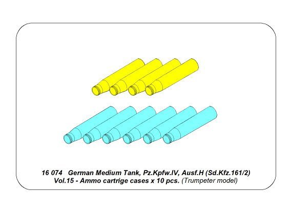 Aber 16074 Char moyen allemand Pz.Kpfw. IV, Ausf.H (Sd.Kfz. 161/2) Vol.15 - Cartouches de munitions x 10 pcs. (1/16) – image 4