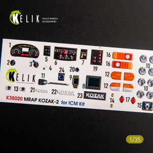 KELIK K35020 KOZAK-2 UKRAINIAN MRAP 3D DECALS FOR ICM KIT 1/35 – immagine 2