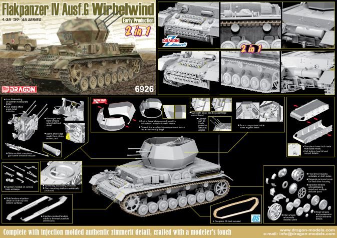 Dragon 6926 Flakpanzer IV Ausf.G &amp;quot;Wirbelwind&amp;quot; Early Production (2 in 1) 1/35 – Bild 2