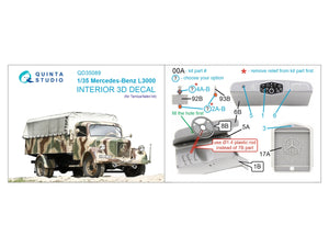 Quinta Studio QD35089 Mercedes-Benz L3000 3D-Printed &amp;amp; coloured Interior on decal paper (Tamiya/Italeri) 1/35 – immagine 2