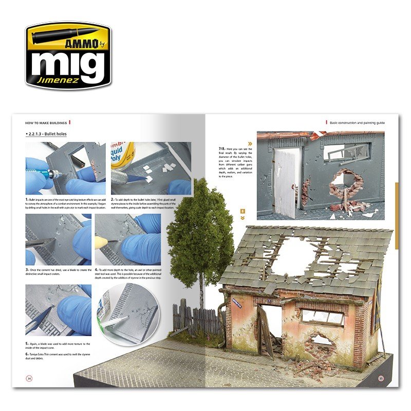 AMMO of Mig Jimenez 6135 HOW TO MAKE BUILDINGS. BASIC CONSTRUCTION AND PAINTING GUIDE (English) – immagine 7
