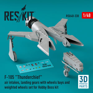 RESKIT RSU48-0338 F-105 Thunderchief air intakes, landing gears with wheels bays and weighted wheels set for Hobby Boss kit (3D Printed) 1/48 – image 2