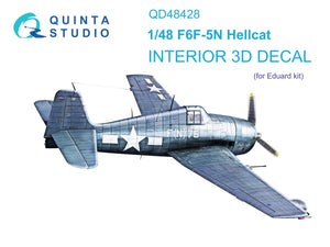 Quinta Studio QD48428 F6F-5N Hellcat 3D-Printed colored Interior on decal paper (Eduard) 1/48