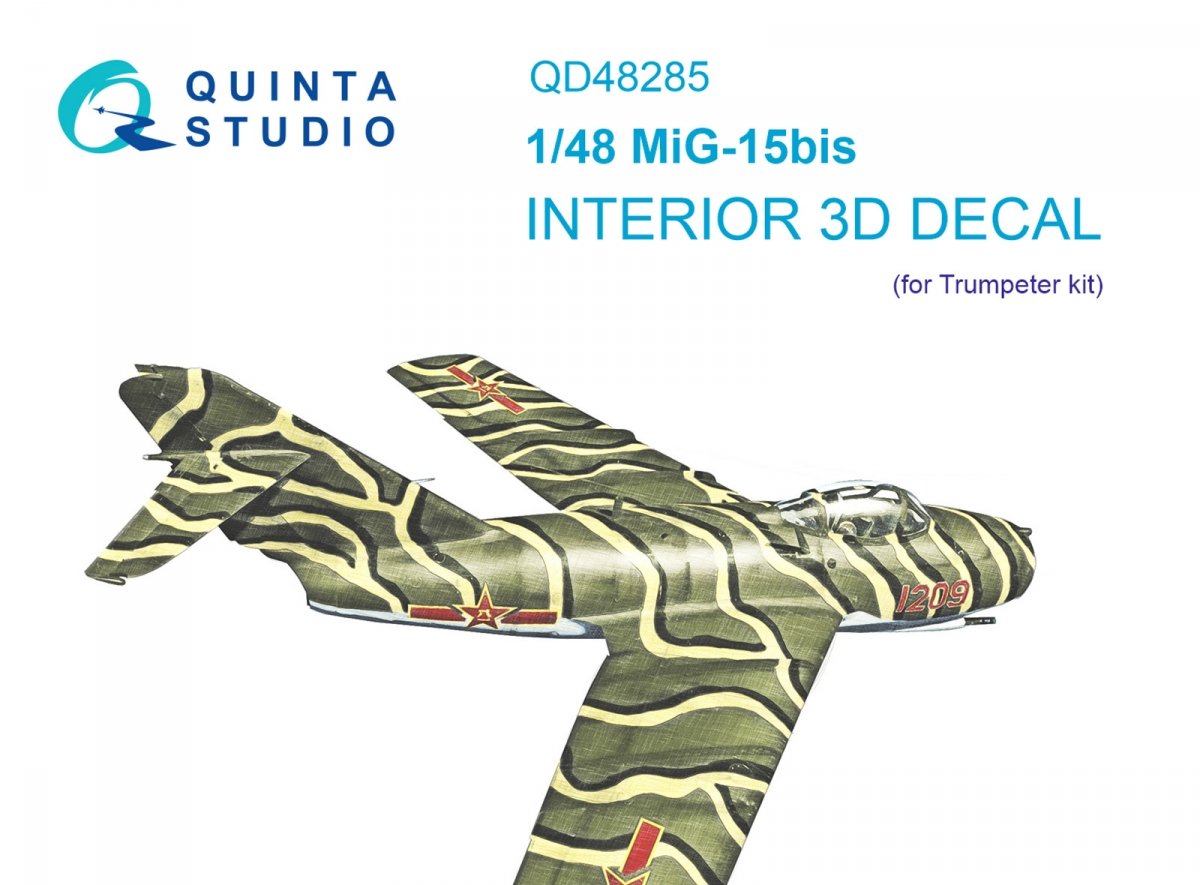 Quinta Studio QD48285 MiG-15bis 3D-Printed &amp; colored Interior on decal paper (Trumpeter) 1/48