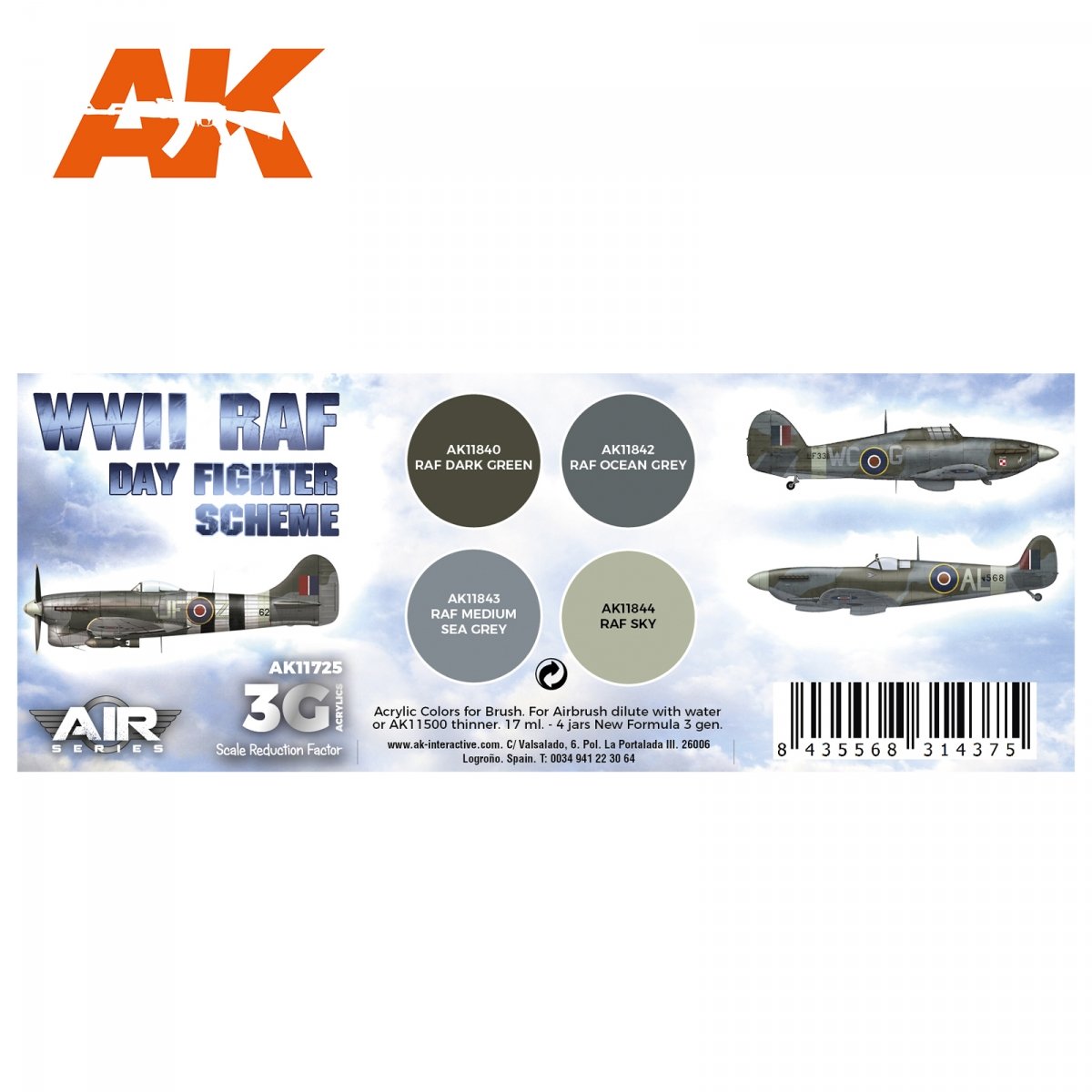 AK Interactive AK11725 WWII RAF DAY FIGHTER SCHEME 4x17 ml – image 2