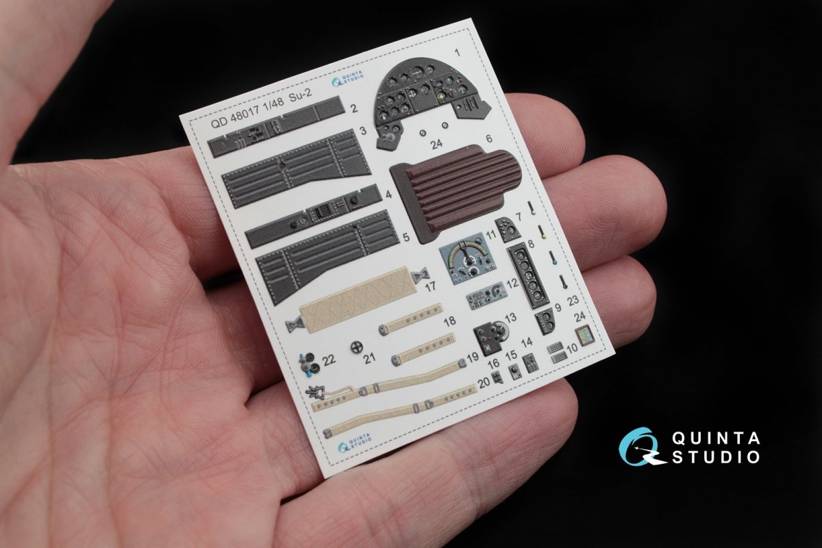 Intérieur imprimé en 3D et coloré sur papier décalcomanie Quinta Studio QD48017 Su-2 (pour maquettes Zvezda) 1/48 – image 2