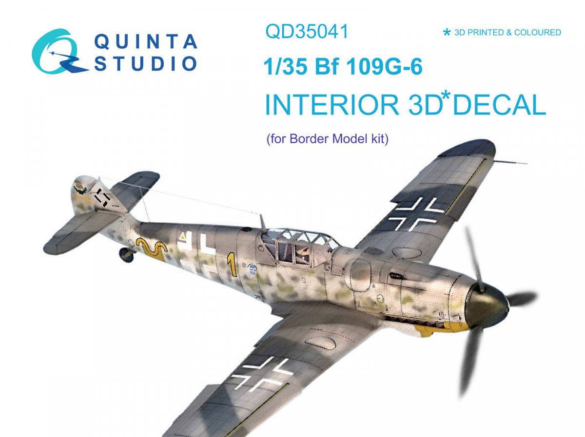 Quinta Studio QD35041 Bf 109G-6 3D-Printed &amp;amp; coloured Interior on decal paper (for Border Model kit) 1/35