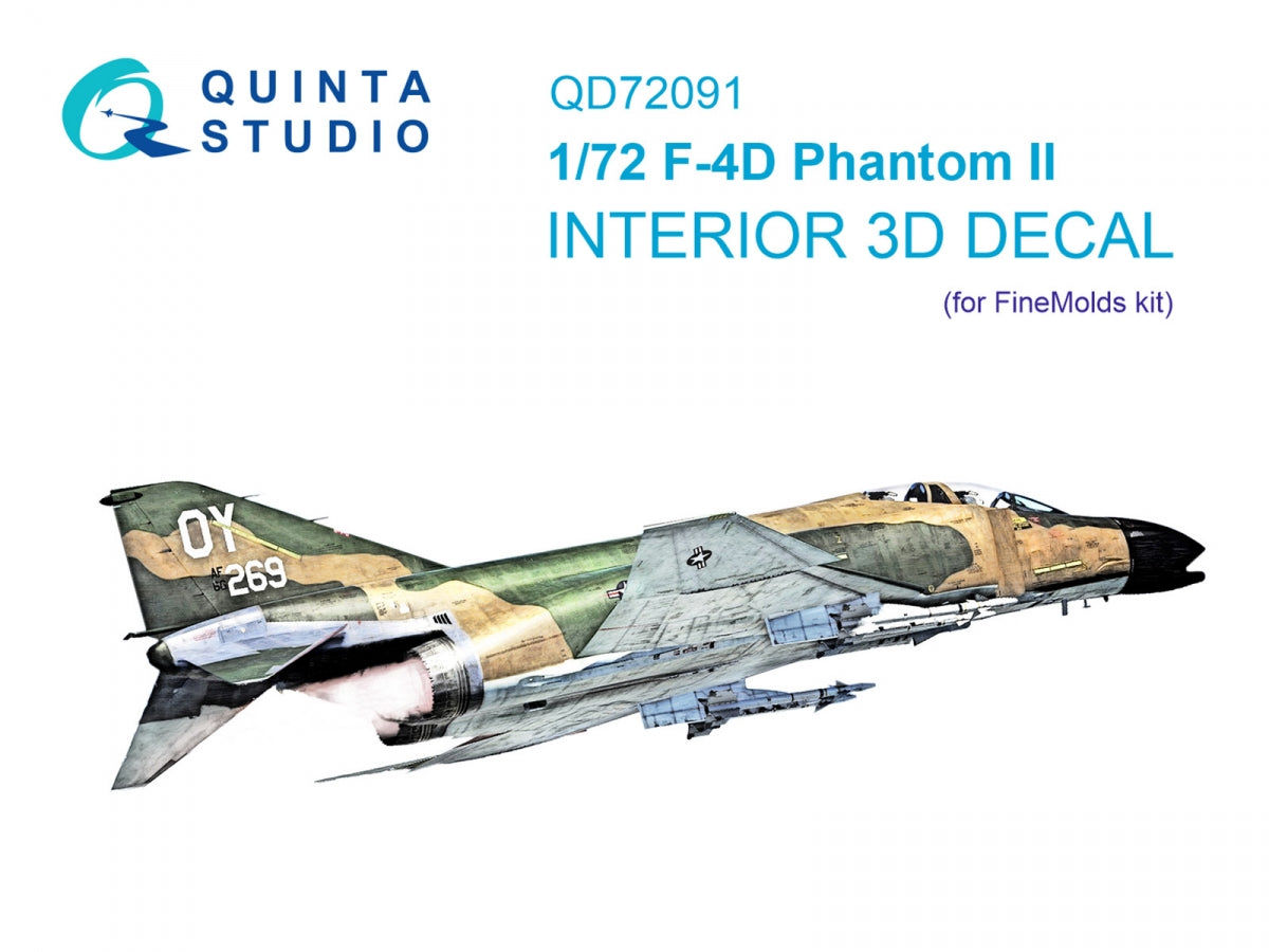 Quinta Studio QD72091 F-4D 3D-Printed &amp;amp; coloured Interior on decal paper (Fine Molds) 1/72