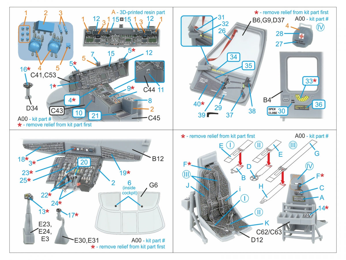 Quinta Studio QD+48590 MH-60L Blackhawk 3D-Printed &amp; coloured Interior on decal paper (ICM) (with 3D-printed resin parts) 1/48
