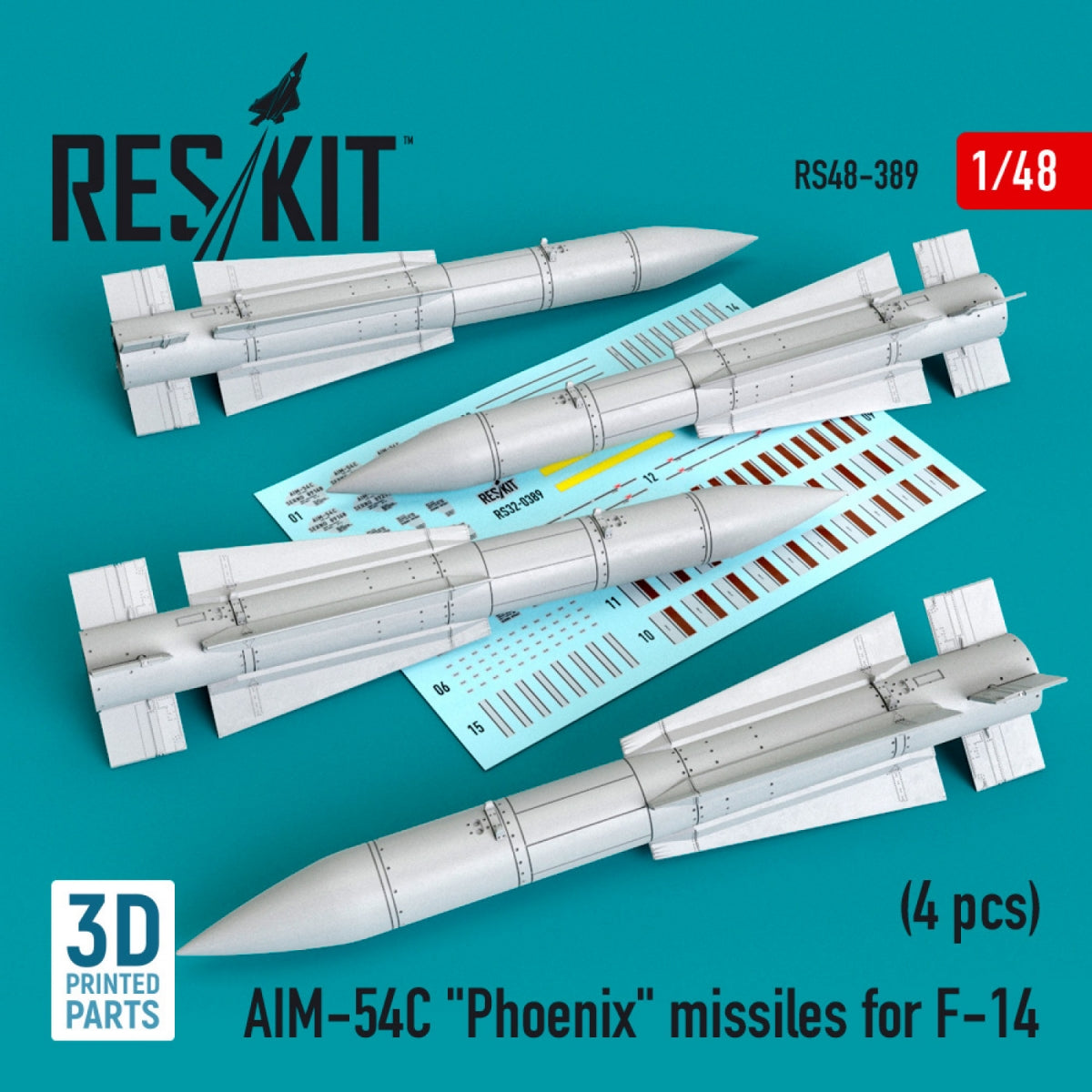 RESKIT RS48-0389 AIM-54C "PHOENIX" MISSILES FOR F-14 (4PCS) 1/48