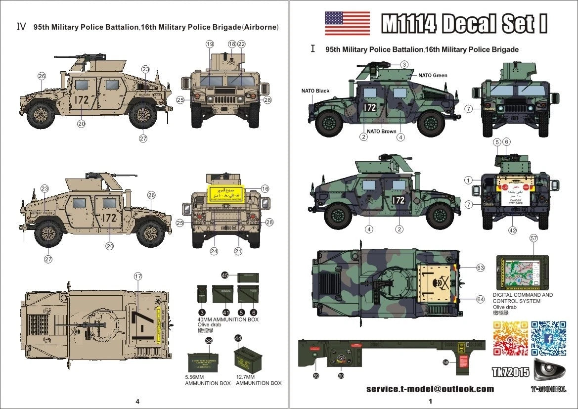 T-Model TK72015 M1114 HMMWV - Decal Set No.1 1/72 – image 2