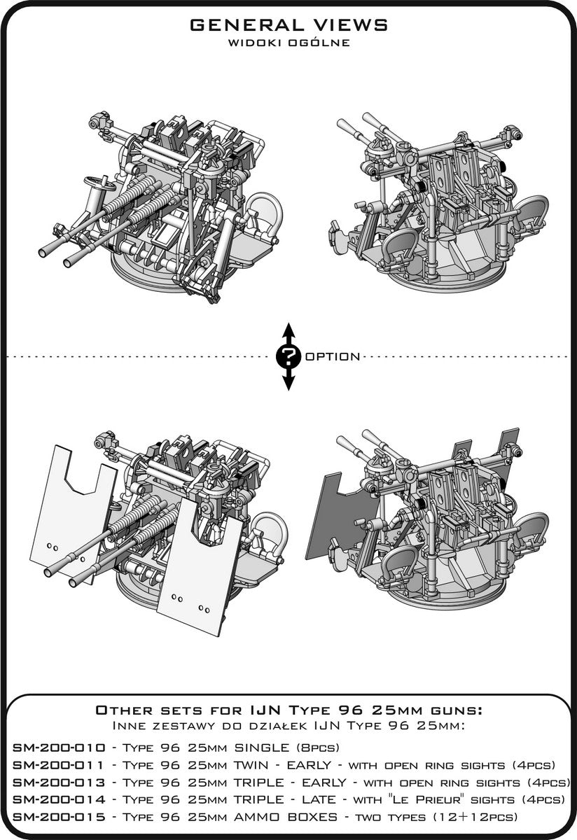 Master SM-200-012 IJN Type 96 25mm - PODWÓJNA podstawa - późna z celownikiem mechanicznym &amp;quot;Le Prieur&amp;quot; (4 szt.) 1/200 – immagine 6