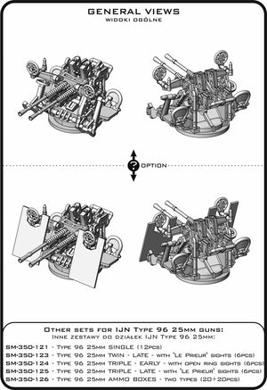 Master SM-350-122 IJN Type 96 25mm - PODWÓJNA podstawa - wczesna z celownikiem pierścieniowym (6 szt.) 1/350 – Bild 6