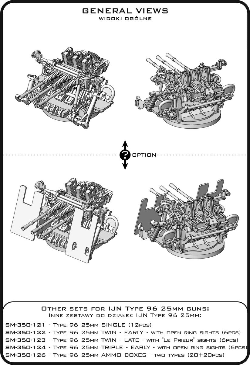 Master SM-350-125 IJN Type 96 25mm - POTRÓJNA podstawa - późna z celownikiem mechanicznym &amp;quot;Le Prieur&amp;quot; (6 szt.) 1/350 – Bild 6