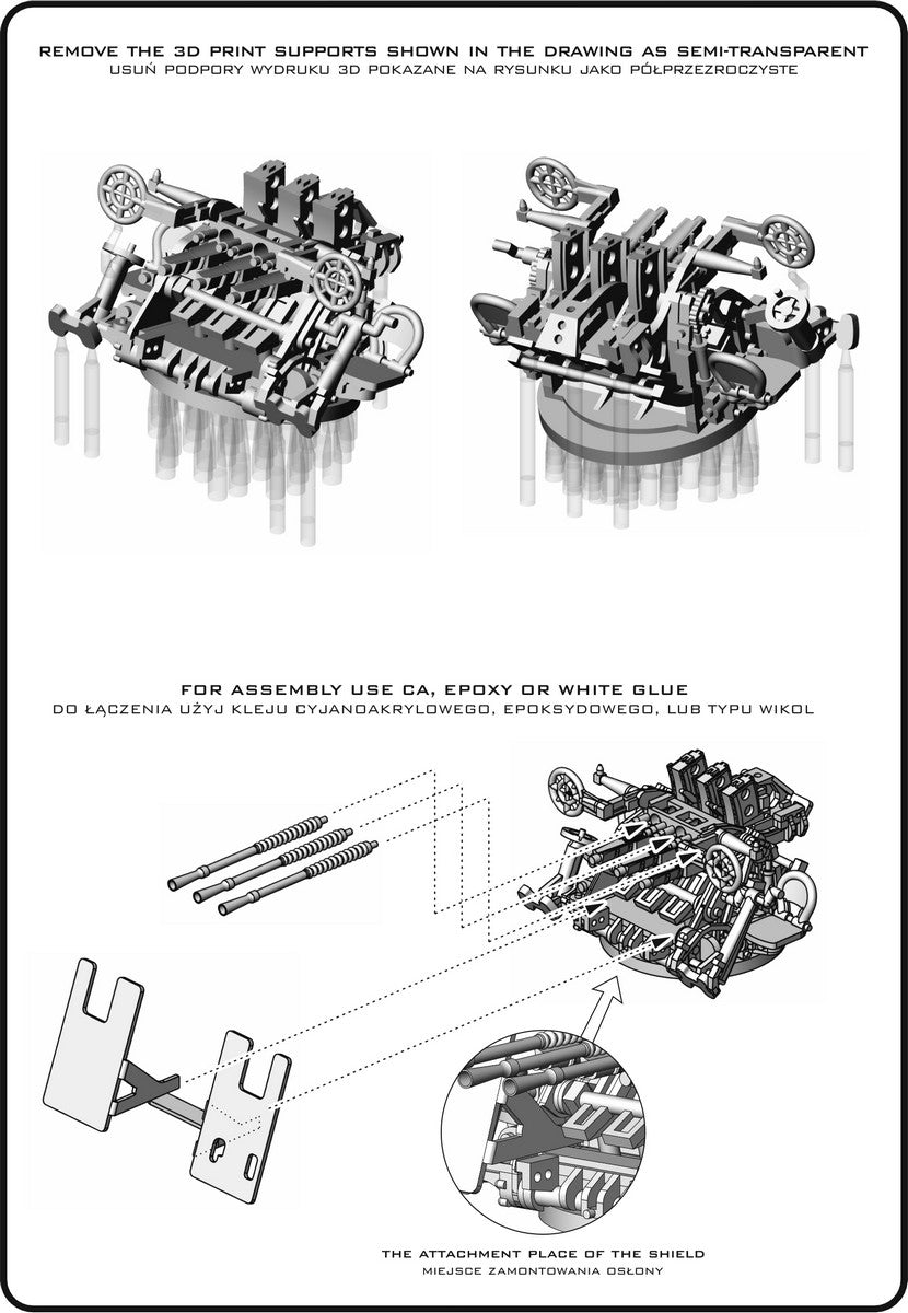 Master SM-350-124 IJN Type 96 25mm - POTRÓJNA podstawa - wczesna z celownikiem pierścieniowym (6 szt.) 1/350 – Bild 7