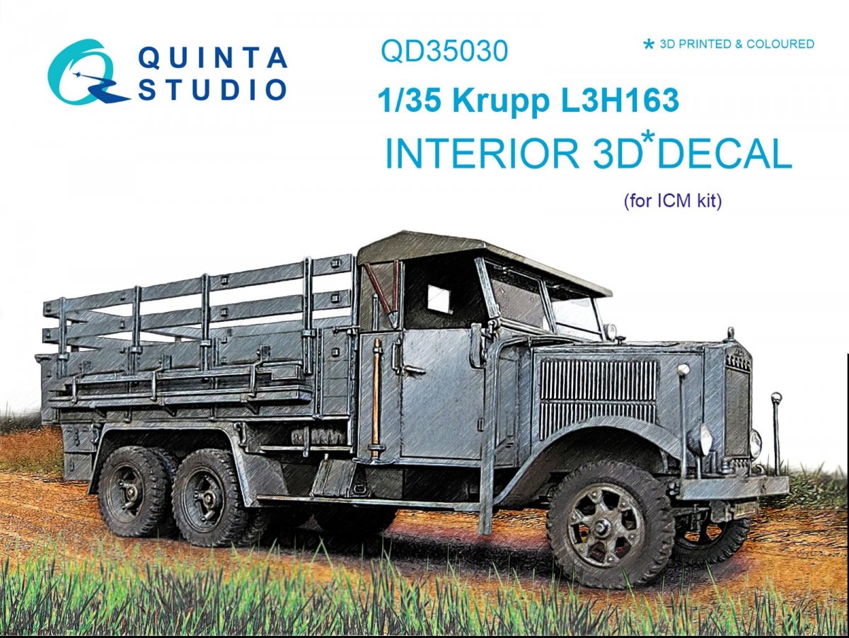 Quinta Studio QD35030 Krupp L3H163 3D-Printed &amp;amp; coloured Interior on decal paper (for ICM kit) 1/35