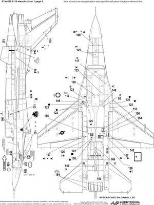 HobbyDecal ST32025V1 F-16 Stencils 3 ver 1 1/32 for Academy kit – zdjęcie 4