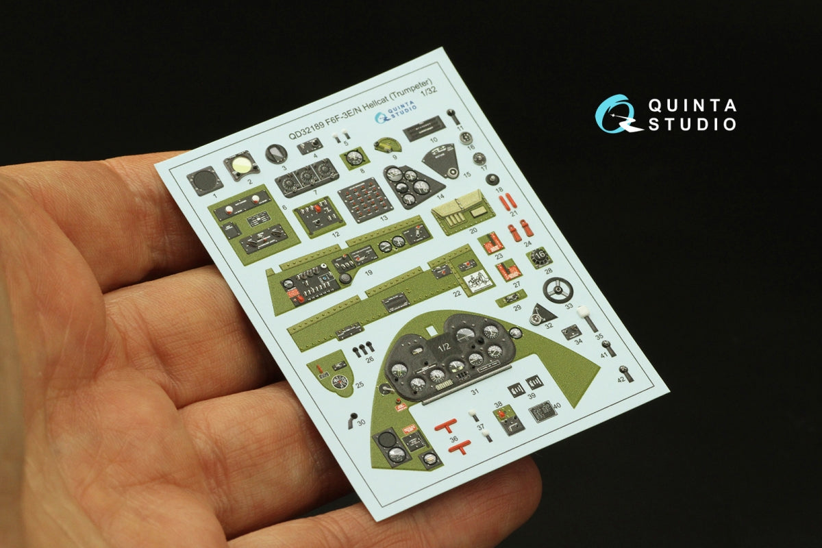 Quinta Studio QD32189 F6F-3E/N Hellcat 3D-Printed coloured Interior on decal paper (Trumpeter) 1/32 – immagine 4