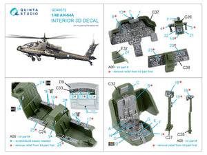Quinta Studio QD48572 AH-64A 3D-Printed &amp;amp; coloured Interior on decal paper (Academy/Modelist) 1/48 – immagine 12